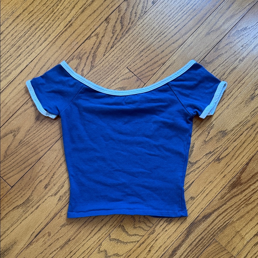 Stylish Navy Off-Shoulder Crop Top